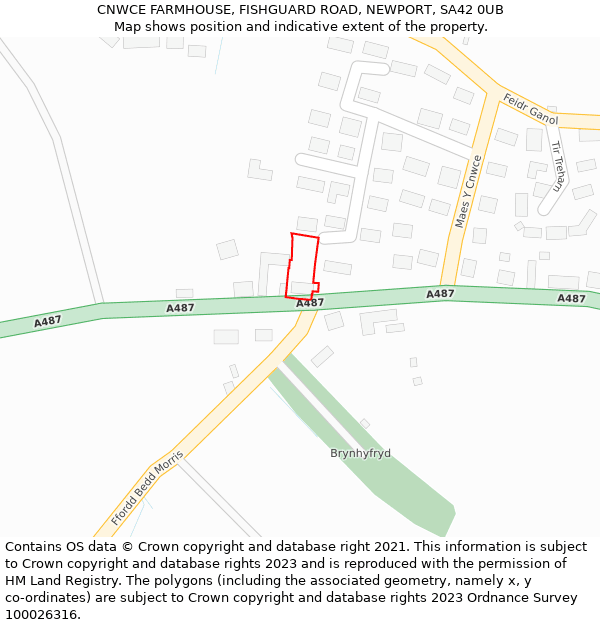 CNWCE FARMHOUSE, FISHGUARD ROAD, NEWPORT, SA42 0UB: Location map and indicative extent of plot