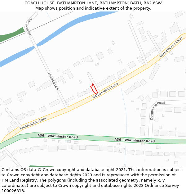 COACH HOUSE, BATHAMPTON LANE, BATHAMPTON, BATH, BA2 6SW: Location map and indicative extent of plot