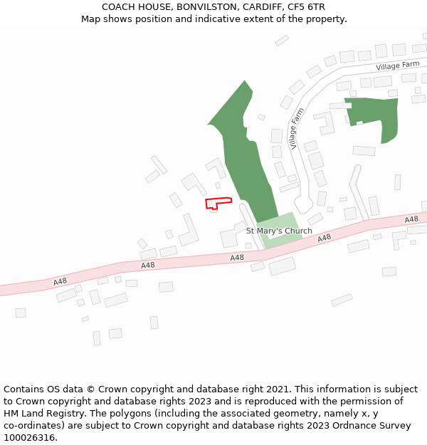 COACH HOUSE, BONVILSTON, CARDIFF, CF5 6TR: Location map and indicative extent of plot