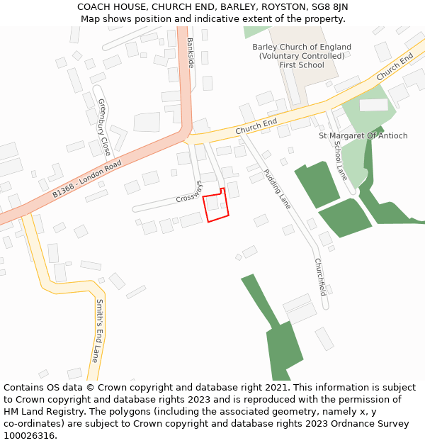 COACH HOUSE, CHURCH END, BARLEY, ROYSTON, SG8 8JN: Location map and indicative extent of plot