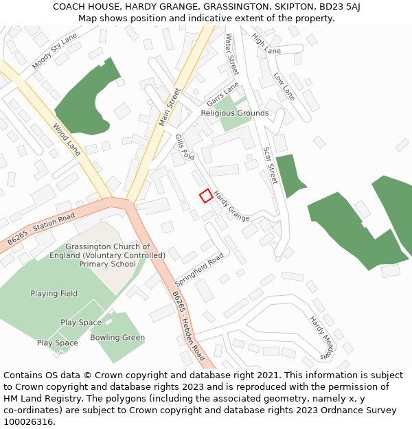 COACH HOUSE, HARDY GRANGE, GRASSINGTON, SKIPTON, BD23 5AJ: Location map and indicative extent of plot