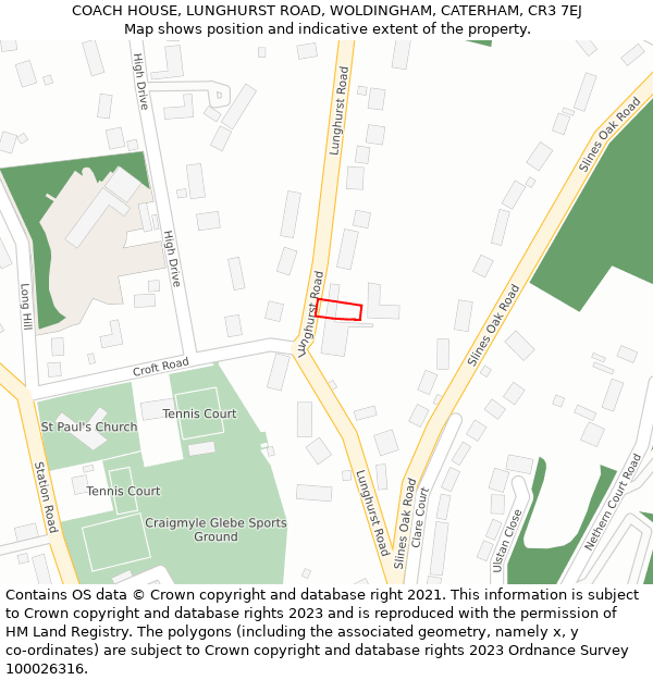 COACH HOUSE, LUNGHURST ROAD, WOLDINGHAM, CATERHAM, CR3 7EJ: Location map and indicative extent of plot