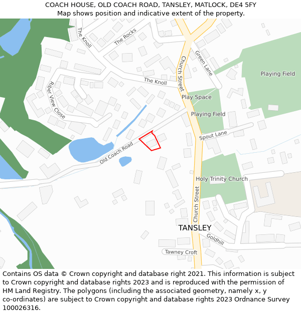 COACH HOUSE, OLD COACH ROAD, TANSLEY, MATLOCK, DE4 5FY: Location map and indicative extent of plot