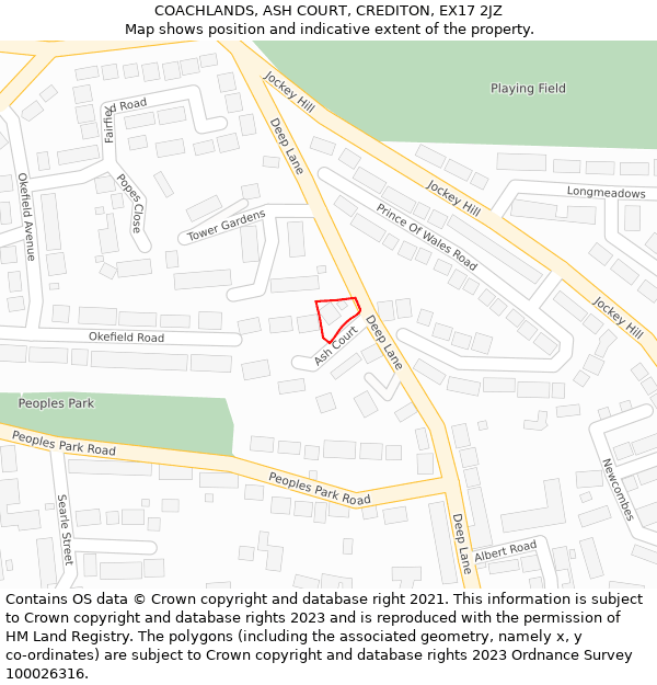 COACHLANDS, ASH COURT, CREDITON, EX17 2JZ: Location map and indicative extent of plot