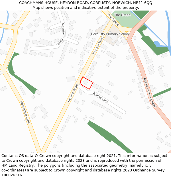 COACHMANS HOUSE, HEYDON ROAD, CORPUSTY, NORWICH, NR11 6QQ: Location map and indicative extent of plot