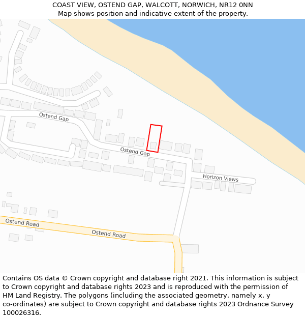 COAST VIEW, OSTEND GAP, WALCOTT, NORWICH, NR12 0NN: Location map and indicative extent of plot