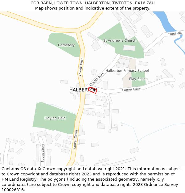 COB BARN, LOWER TOWN, HALBERTON, TIVERTON, EX16 7AU: Location map and indicative extent of plot