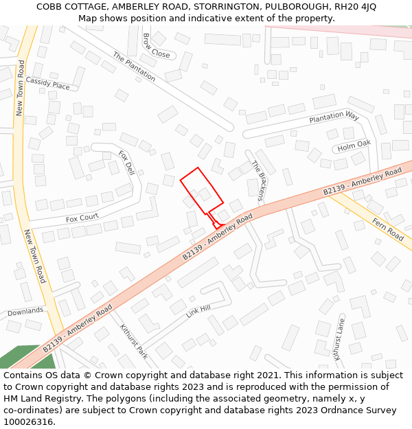 COBB COTTAGE, AMBERLEY ROAD, STORRINGTON, PULBOROUGH, RH20 4JQ: Location map and indicative extent of plot