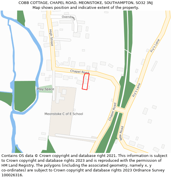 COBB COTTAGE, CHAPEL ROAD, MEONSTOKE, SOUTHAMPTON, SO32 3NJ: Location map and indicative extent of plot