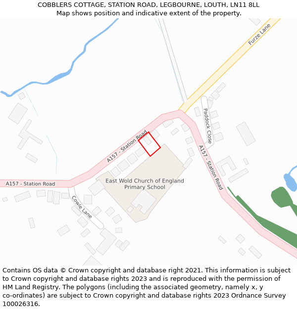 COBBLERS COTTAGE, STATION ROAD, LEGBOURNE, LOUTH, LN11 8LL: Location map and indicative extent of plot