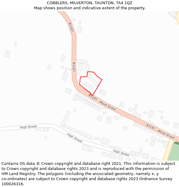 COBBLERS, MILVERTON, TAUNTON, TA4 1QZ: Location map and indicative extent of plot