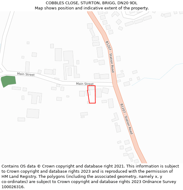 COBBLES CLOSE, STURTON, BRIGG, DN20 9DL: Location map and indicative extent of plot