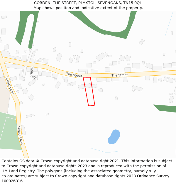 COBDEN, THE STREET, PLAXTOL, SEVENOAKS, TN15 0QH: Location map and indicative extent of plot