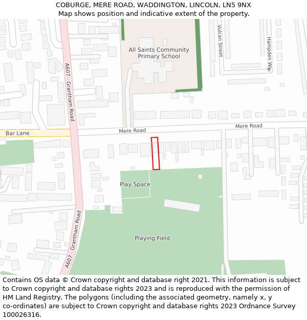 COBURGE, MERE ROAD, WADDINGTON, LINCOLN, LN5 9NX: Location map and indicative extent of plot