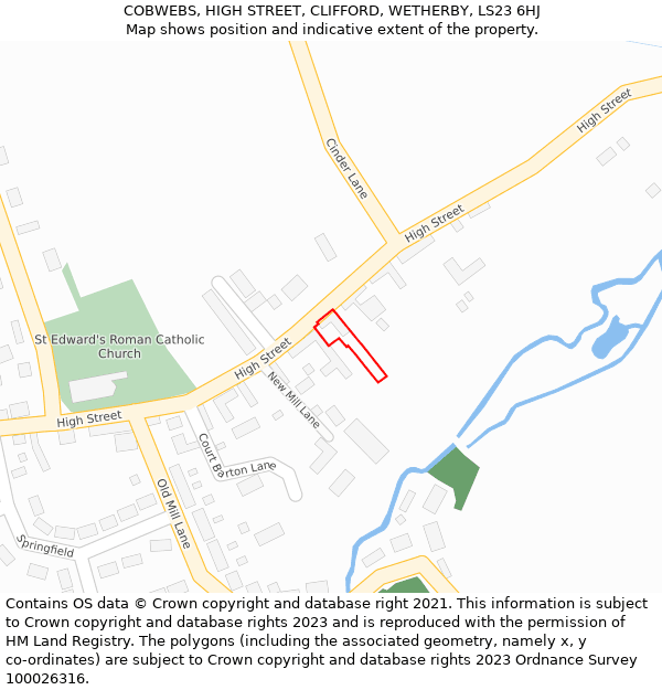 COBWEBS, HIGH STREET, CLIFFORD, WETHERBY, LS23 6HJ: Location map and indicative extent of plot
