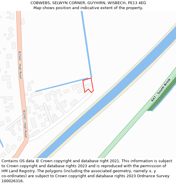 COBWEBS, SELWYN CORNER, GUYHIRN, WISBECH, PE13 4EG: Location map and indicative extent of plot