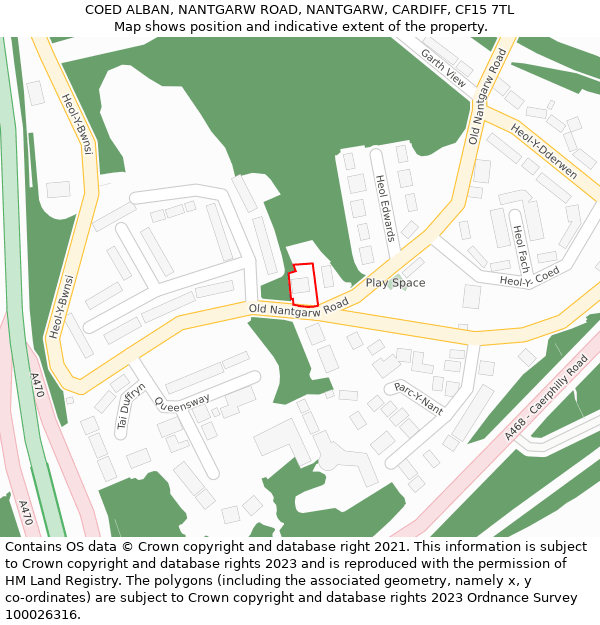 COED ALBAN, NANTGARW ROAD, NANTGARW, CARDIFF, CF15 7TL: Location map and indicative extent of plot