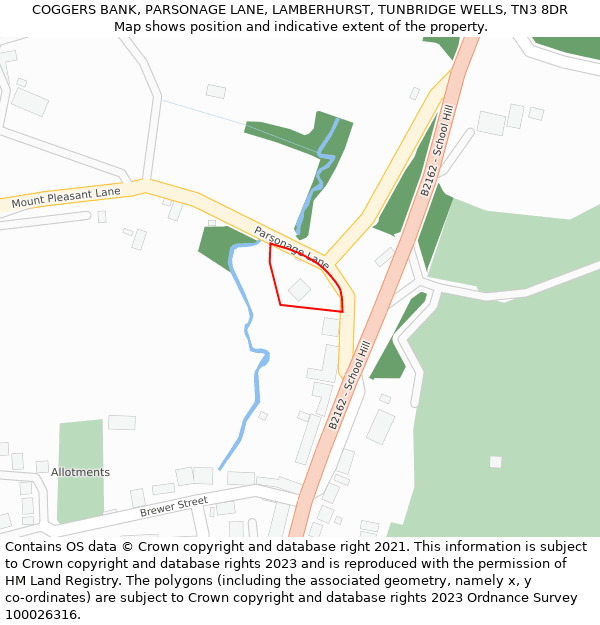 COGGERS BANK, PARSONAGE LANE, LAMBERHURST, TUNBRIDGE WELLS, TN3 8DR: Location map and indicative extent of plot