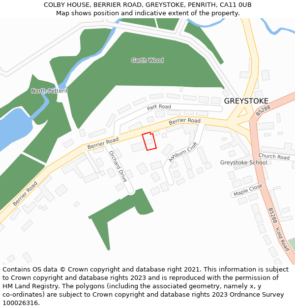 COLBY HOUSE, BERRIER ROAD, GREYSTOKE, PENRITH, CA11 0UB: Location map and indicative extent of plot