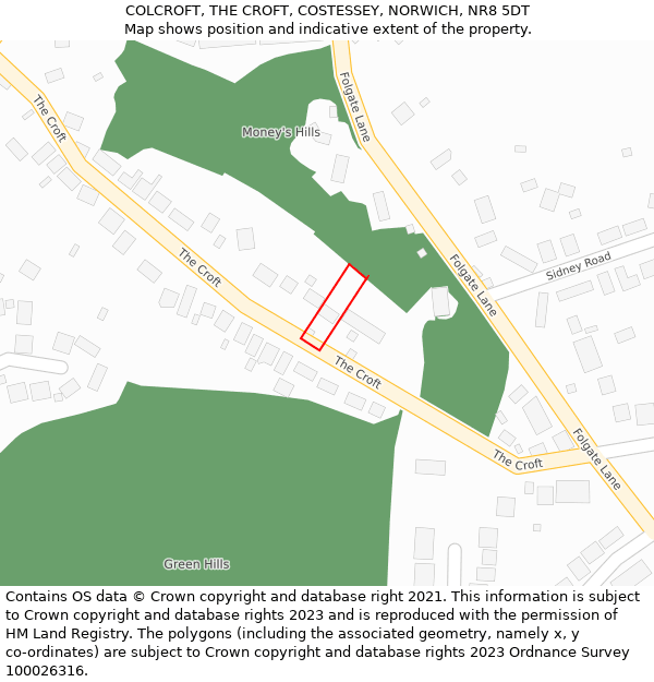 COLCROFT, THE CROFT, COSTESSEY, NORWICH, NR8 5DT: Location map and indicative extent of plot