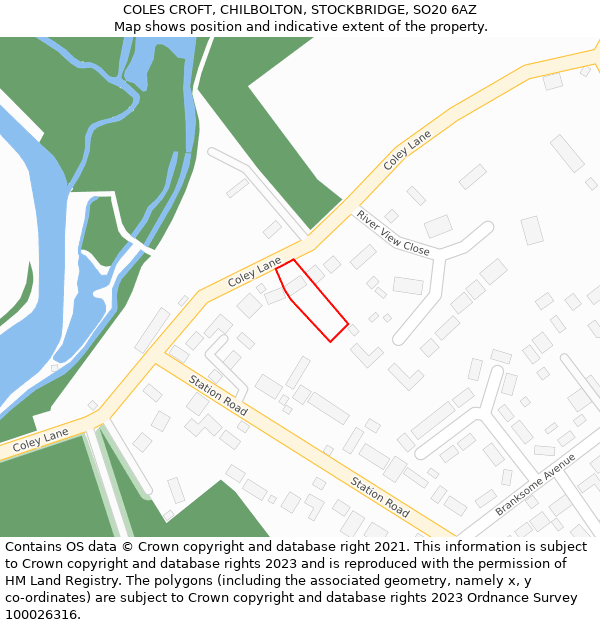 COLES CROFT, CHILBOLTON, STOCKBRIDGE, SO20 6AZ: Location map and indicative extent of plot
