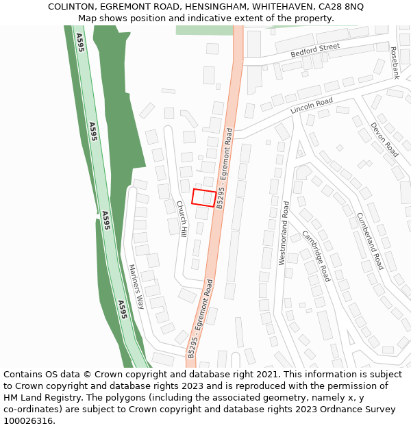 COLINTON, EGREMONT ROAD, HENSINGHAM, WHITEHAVEN, CA28 8NQ: Location map and indicative extent of plot