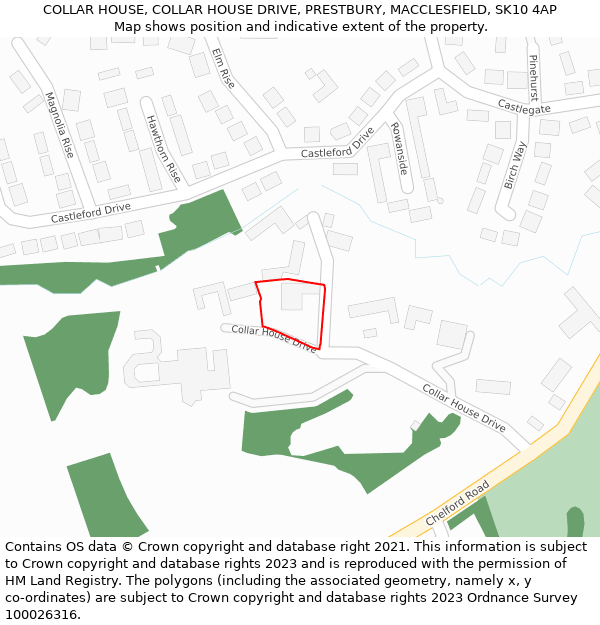 COLLAR HOUSE, COLLAR HOUSE DRIVE, PRESTBURY, MACCLESFIELD, SK10 4AP: Location map and indicative extent of plot
