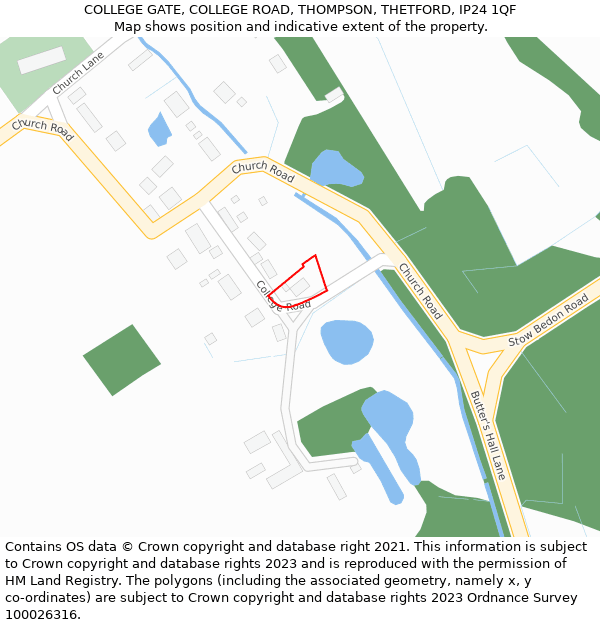 COLLEGE GATE, COLLEGE ROAD, THOMPSON, THETFORD, IP24 1QF: Location map and indicative extent of plot
