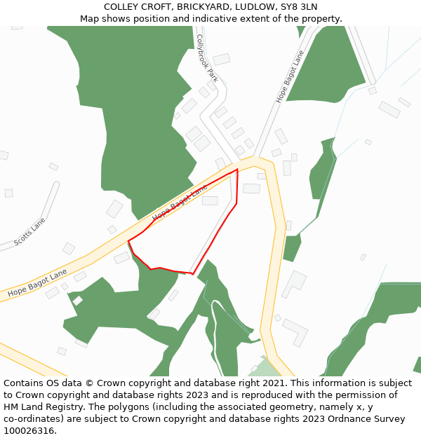 COLLEY CROFT, BRICKYARD, LUDLOW, SY8 3LN: Location map and indicative extent of plot