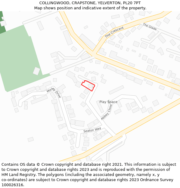 COLLINGWOOD, CRAPSTONE, YELVERTON, PL20 7PT: Location map and indicative extent of plot