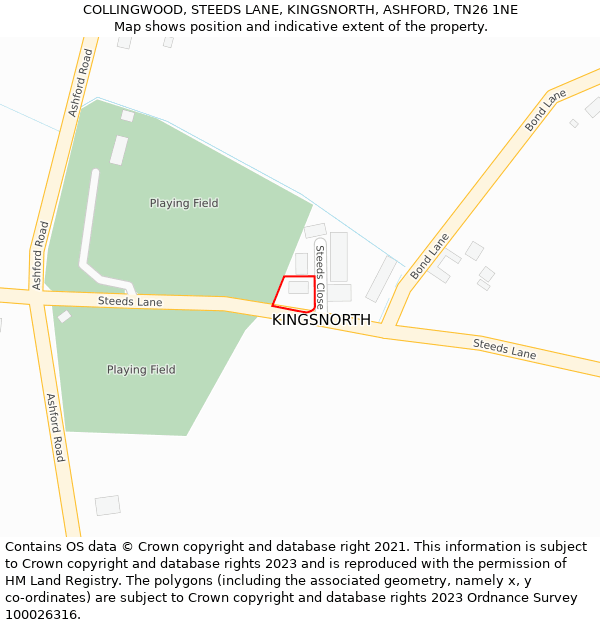 COLLINGWOOD, STEEDS LANE, KINGSNORTH, ASHFORD, TN26 1NE: Location map and indicative extent of plot