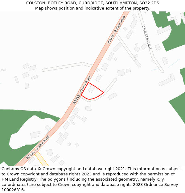 COLSTON, BOTLEY ROAD, CURDRIDGE, SOUTHAMPTON, SO32 2DS: Location map and indicative extent of plot