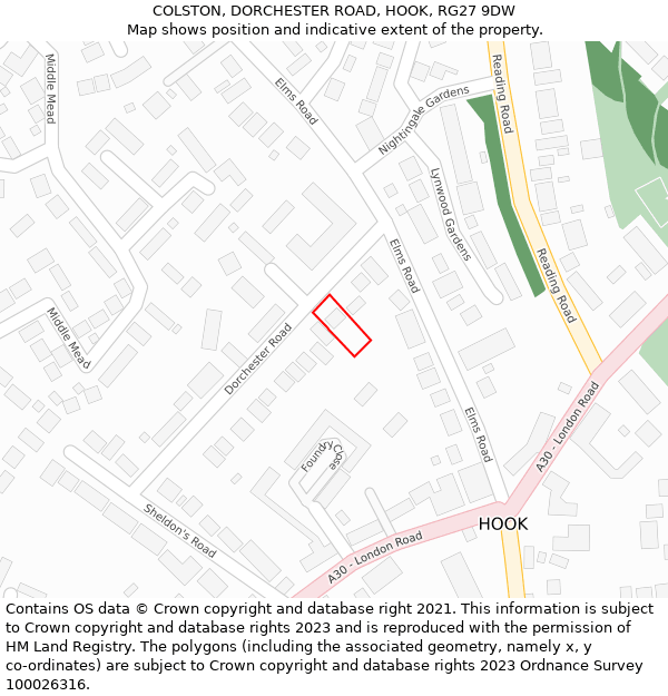 COLSTON, DORCHESTER ROAD, HOOK, RG27 9DW: Location map and indicative extent of plot