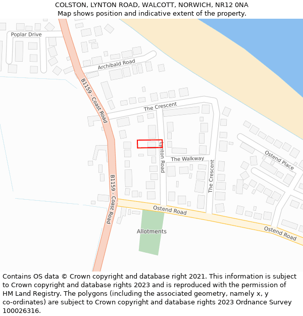 COLSTON, LYNTON ROAD, WALCOTT, NORWICH, NR12 0NA: Location map and indicative extent of plot