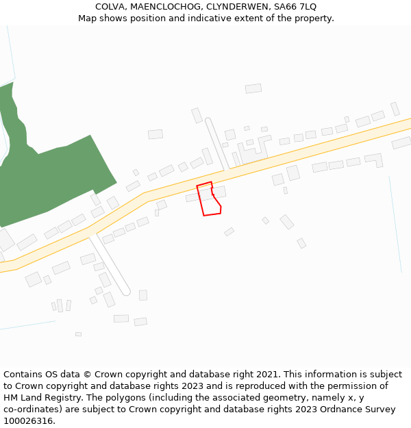 COLVA, MAENCLOCHOG, CLYNDERWEN, SA66 7LQ: Location map and indicative extent of plot