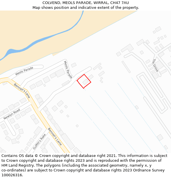COLVEND, MEOLS PARADE, WIRRAL, CH47 7AU: Location map and indicative extent of plot