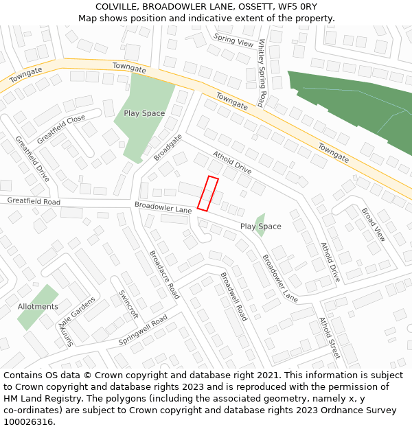 COLVILLE, BROADOWLER LANE, OSSETT, WF5 0RY: Location map and indicative extent of plot