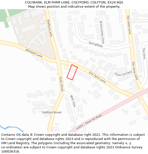 COLYBANK, ELM FARM LANE, COLYFORD, COLYTON, EX24 6QS: Location map and indicative extent of plot