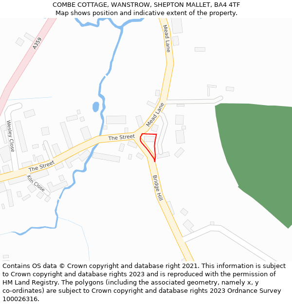 COMBE COTTAGE, WANSTROW, SHEPTON MALLET, BA4 4TF: Location map and indicative extent of plot