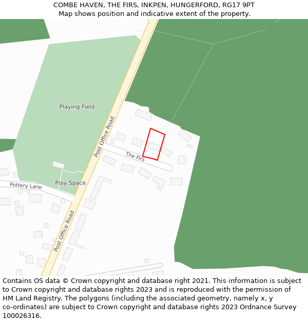 COMBE HAVEN, THE FIRS, INKPEN, HUNGERFORD, RG17 9PT: Location map and indicative extent of plot