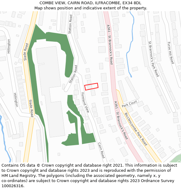 COMBE VIEW, CAIRN ROAD, ILFRACOMBE, EX34 8DL: Location map and indicative extent of plot