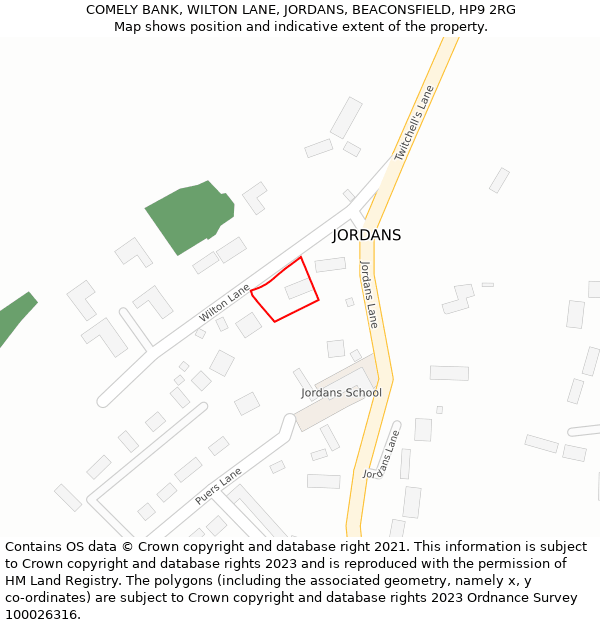 COMELY BANK, WILTON LANE, JORDANS, BEACONSFIELD, HP9 2RG: Location map and indicative extent of plot