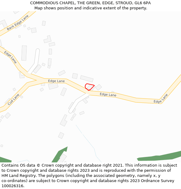 COMMODIOUS CHAPEL, THE GREEN, EDGE, STROUD, GL6 6PA: Location map and indicative extent of plot