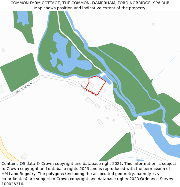 COMMON FARM COTTAGE, THE COMMON, DAMERHAM, FORDINGBRIDGE, SP6 3HR: Location map and indicative extent of plot