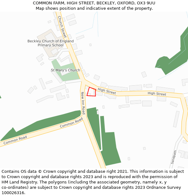 COMMON FARM, HIGH STREET, BECKLEY, OXFORD, OX3 9UU: Location map and indicative extent of plot
