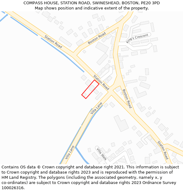COMPASS HOUSE, STATION ROAD, SWINESHEAD, BOSTON, PE20 3PD: Location map and indicative extent of plot