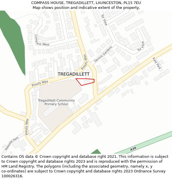 COMPASS HOUSE, TREGADILLETT, LAUNCESTON, PL15 7EU: Location map and indicative extent of plot