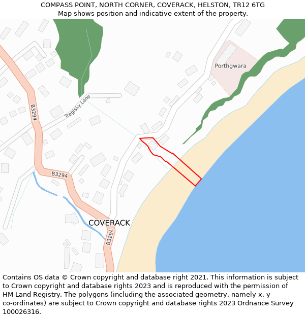 COMPASS POINT, NORTH CORNER, COVERACK, HELSTON, TR12 6TG: Location map and indicative extent of plot