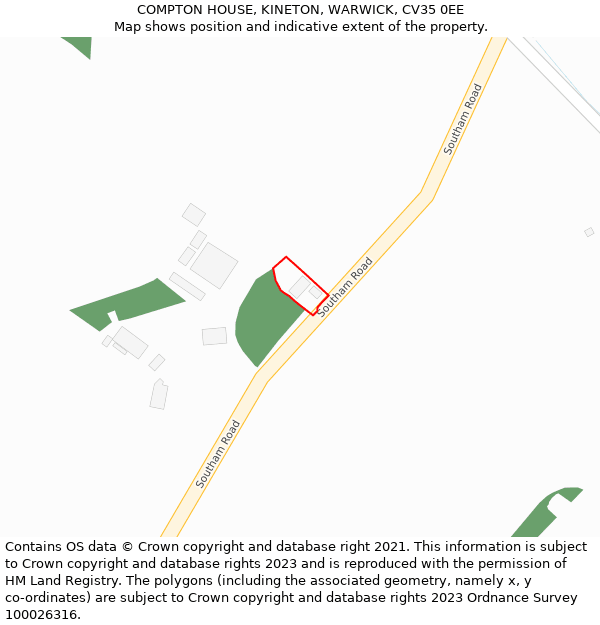 COMPTON HOUSE, KINETON, WARWICK, CV35 0EE: Location map and indicative extent of plot