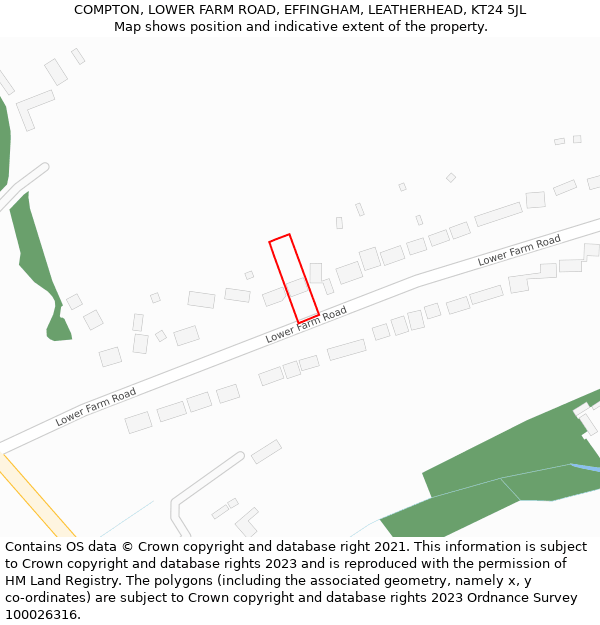 COMPTON, LOWER FARM ROAD, EFFINGHAM, LEATHERHEAD, KT24 5JL: Location map and indicative extent of plot